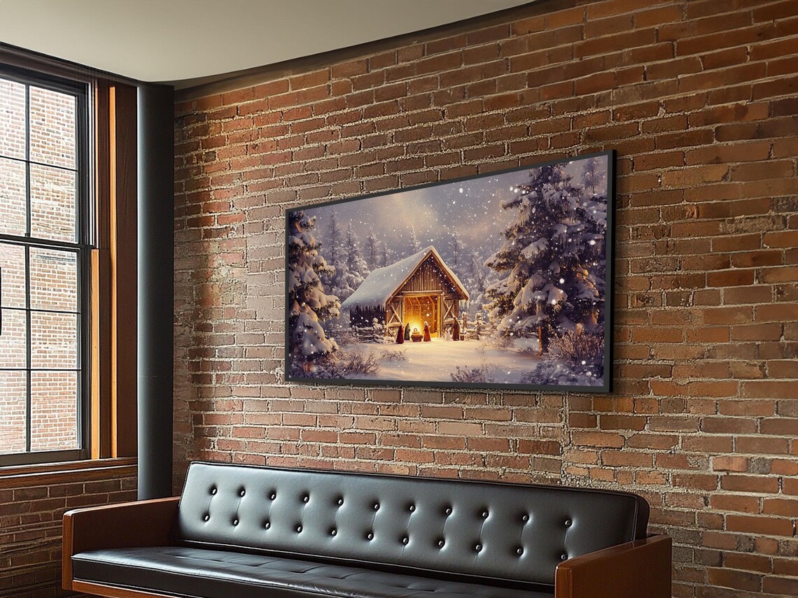 Nativity Scene, Christmas Oil-Painting-Style Art Print - Image 2