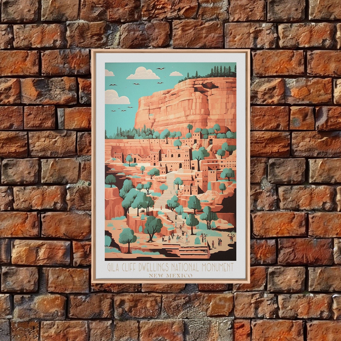 Gila Cliff Dwellings New Mexico Ancient Canyon Ruins Travel Poster - Image 4