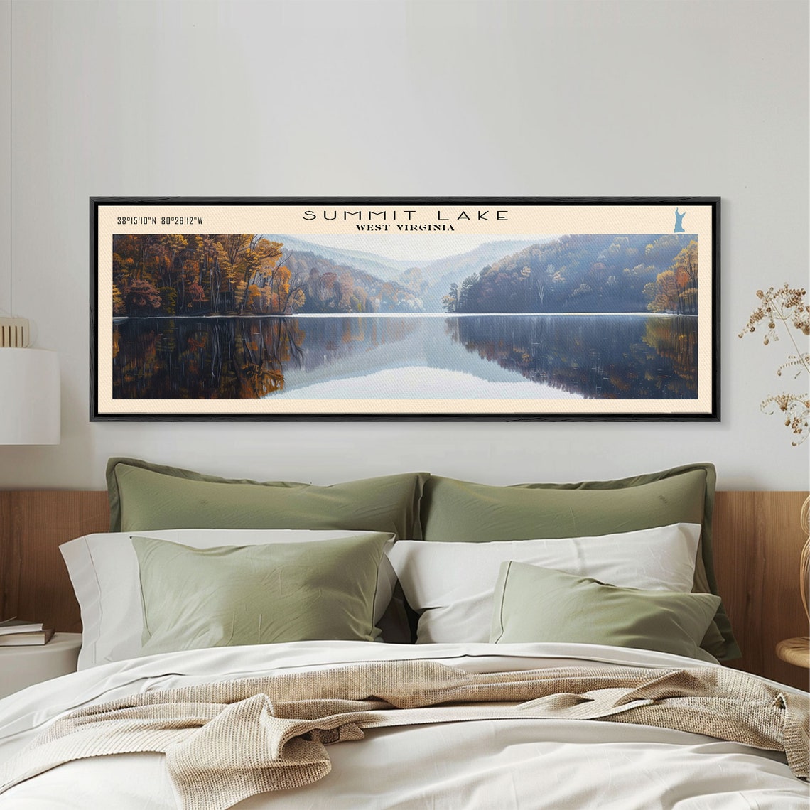 Summit Lake West Virginia Autumn Mirror Calm Forest Lake Travel Poster - Image 2