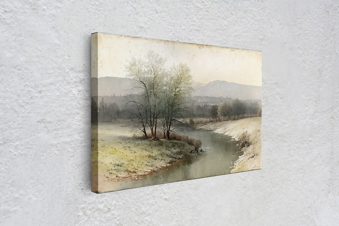 Rustic Vintage Landscape Art Print, Farmhouse Style - Image 3