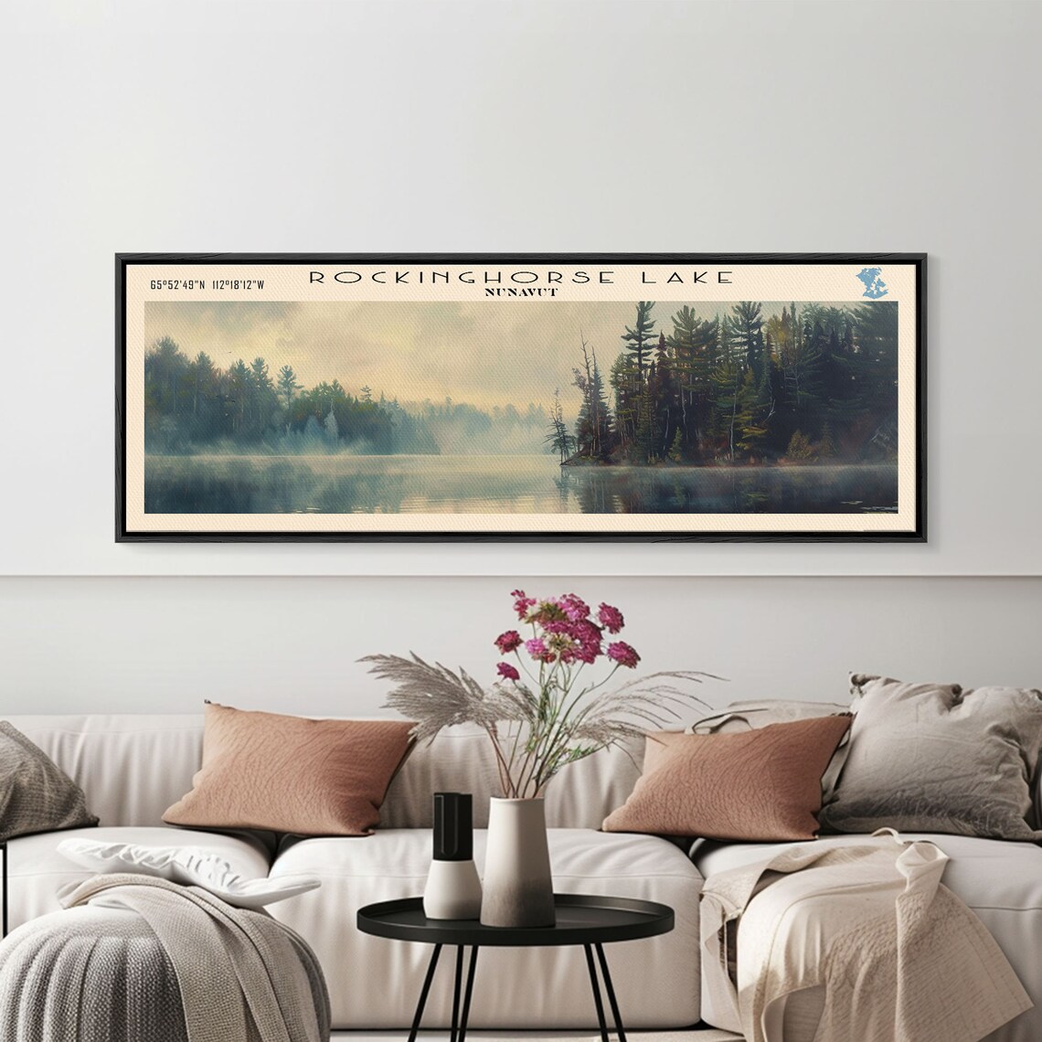 Rockinghorse Lake Nunavut Misty Pine Forest Still Water Travel Poster - Image 3
