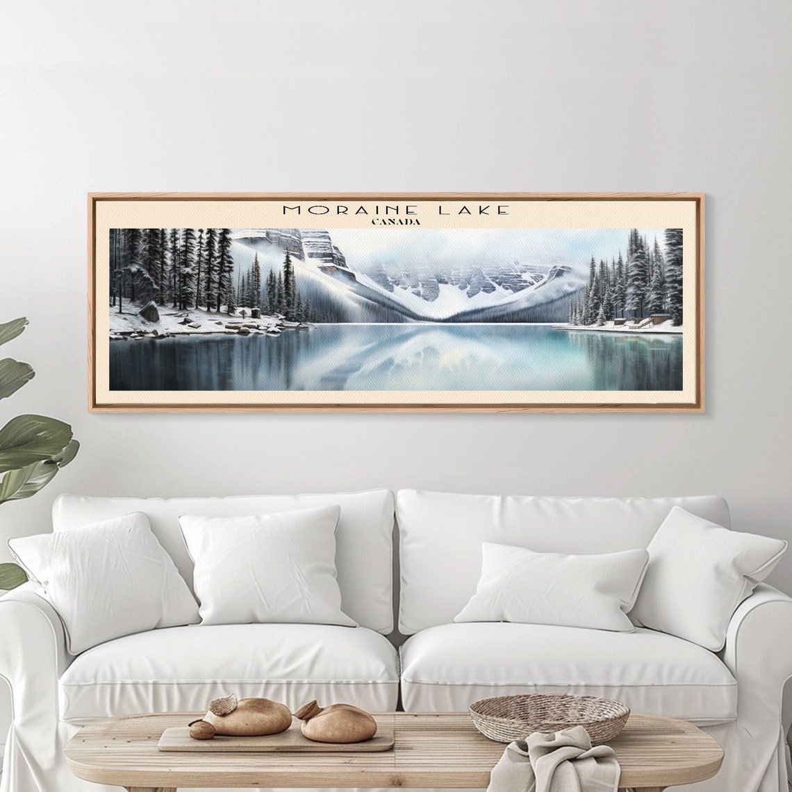 Moraine Lake Canada Winter Snow Peaks Mirror Lake Forest Travel Poster - Image 3