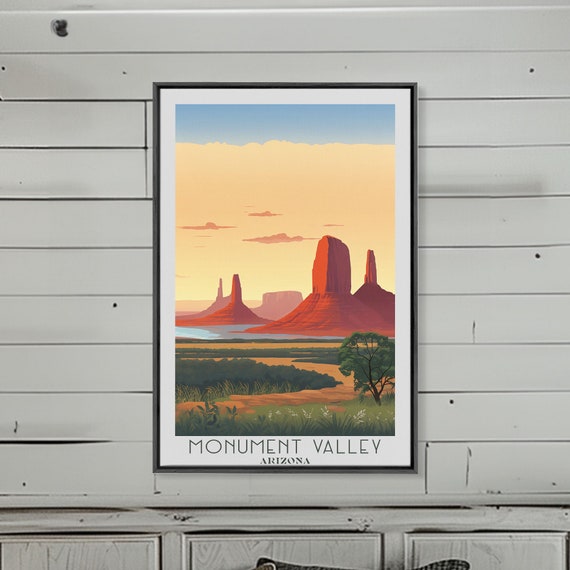 Monument Valley Travel Print Wall Art Original Travel Poster Retro Style Home Decor Wall Hanging Travel Gift Idea