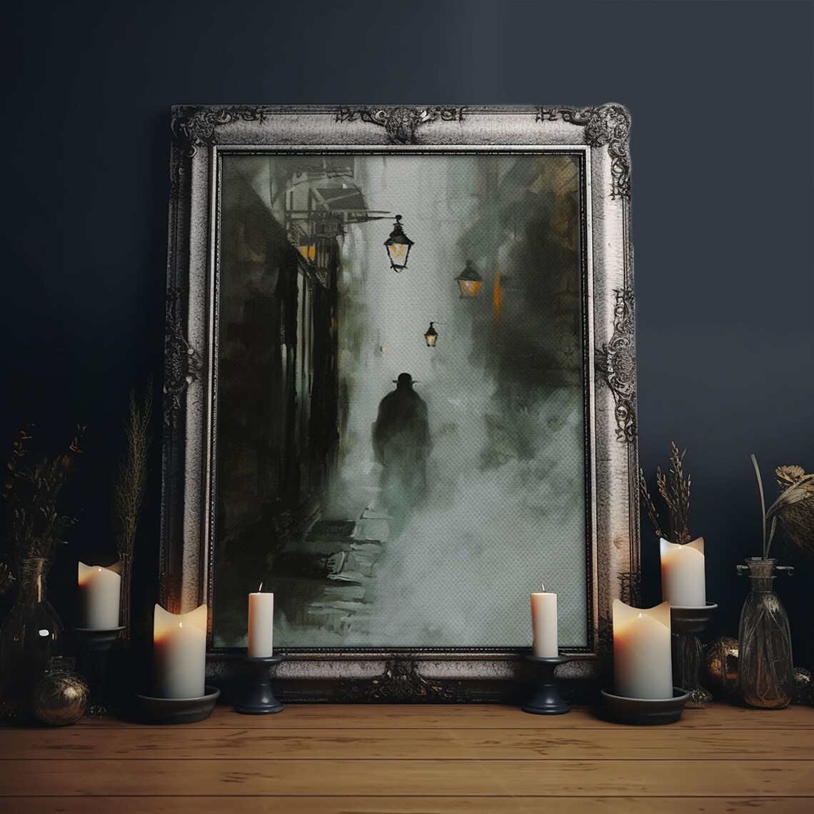 Mysterious Shadow In Fog Halloween Art Print
