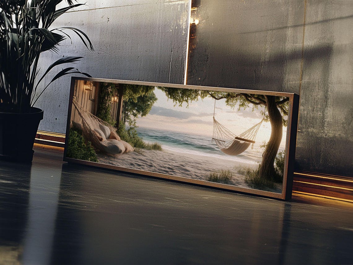 Beach Hammock Sunset Trees Ocean View Peaceful Coastal Wall Poster - Image 4