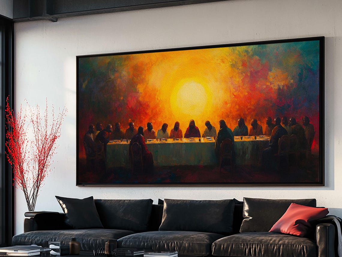 The Last Supper Fiery Sunset Impressionist Christian Art Poster - Image 3