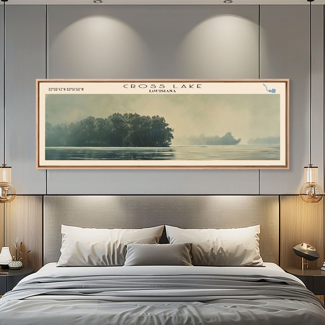 Cross Lake Louisiana Misty Tree Islands Hazy Green Water Travel Poster