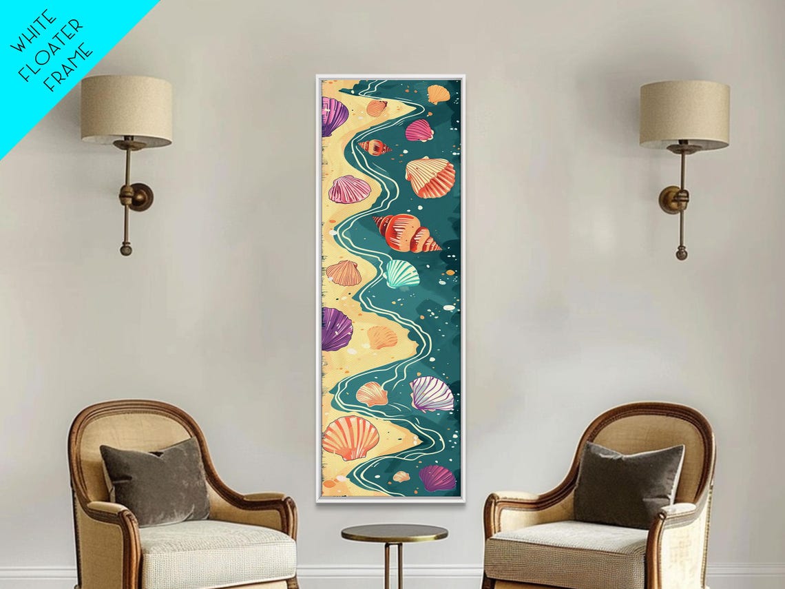 Seashells Shoreline Pastel Waves Beach Japanese Coastal Art Poster - Image 2