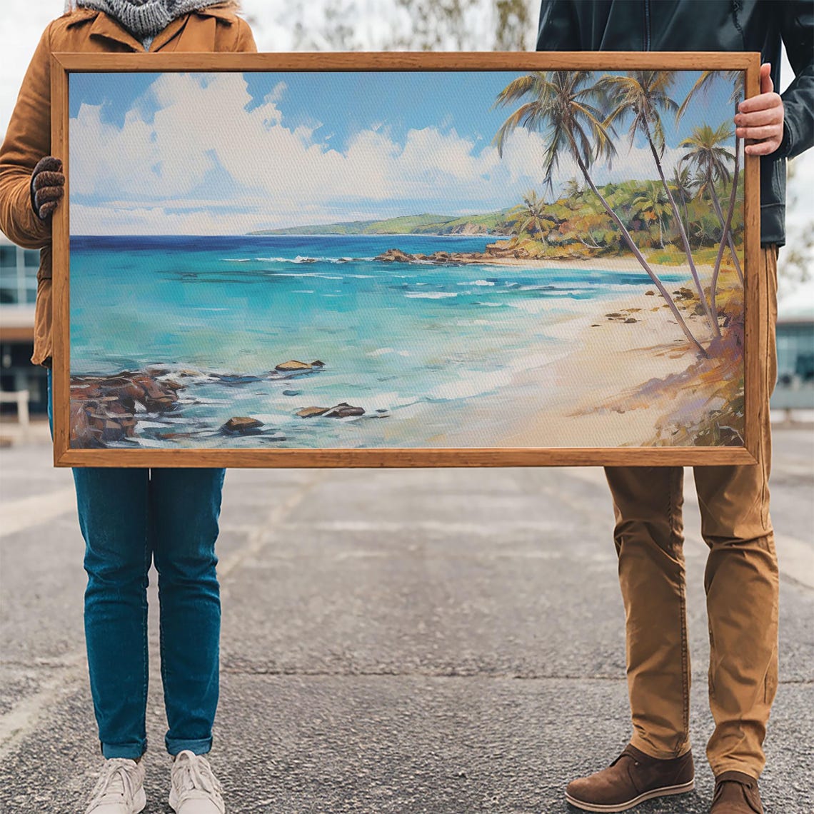 Palm Tree Beach Print Beach Art Framed Art Original Beach Painting Palm Tree Poster Landscape Painting Tropical Decor - Image 3