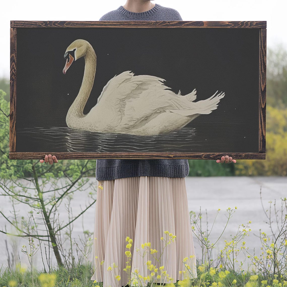 The Black Swan Vintage Framed Art Framed Vintage Print Vintage Painting Black Swan Art Girls Room Or Nursery Print - Image 2