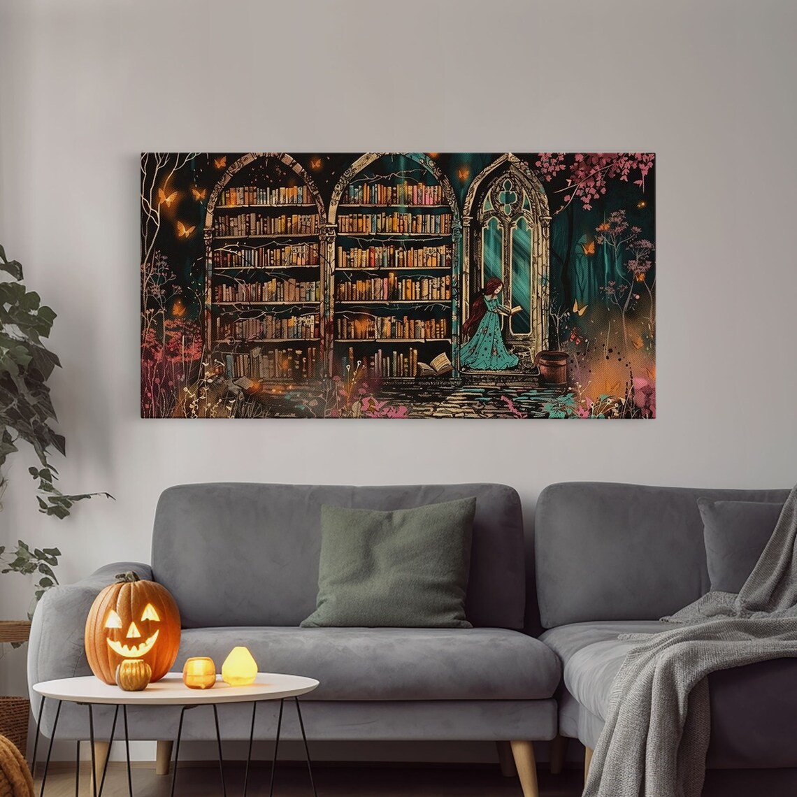 Witch Library Gothic Arches Butterfly Garden Girl Door Dark Academia Print - Image 4