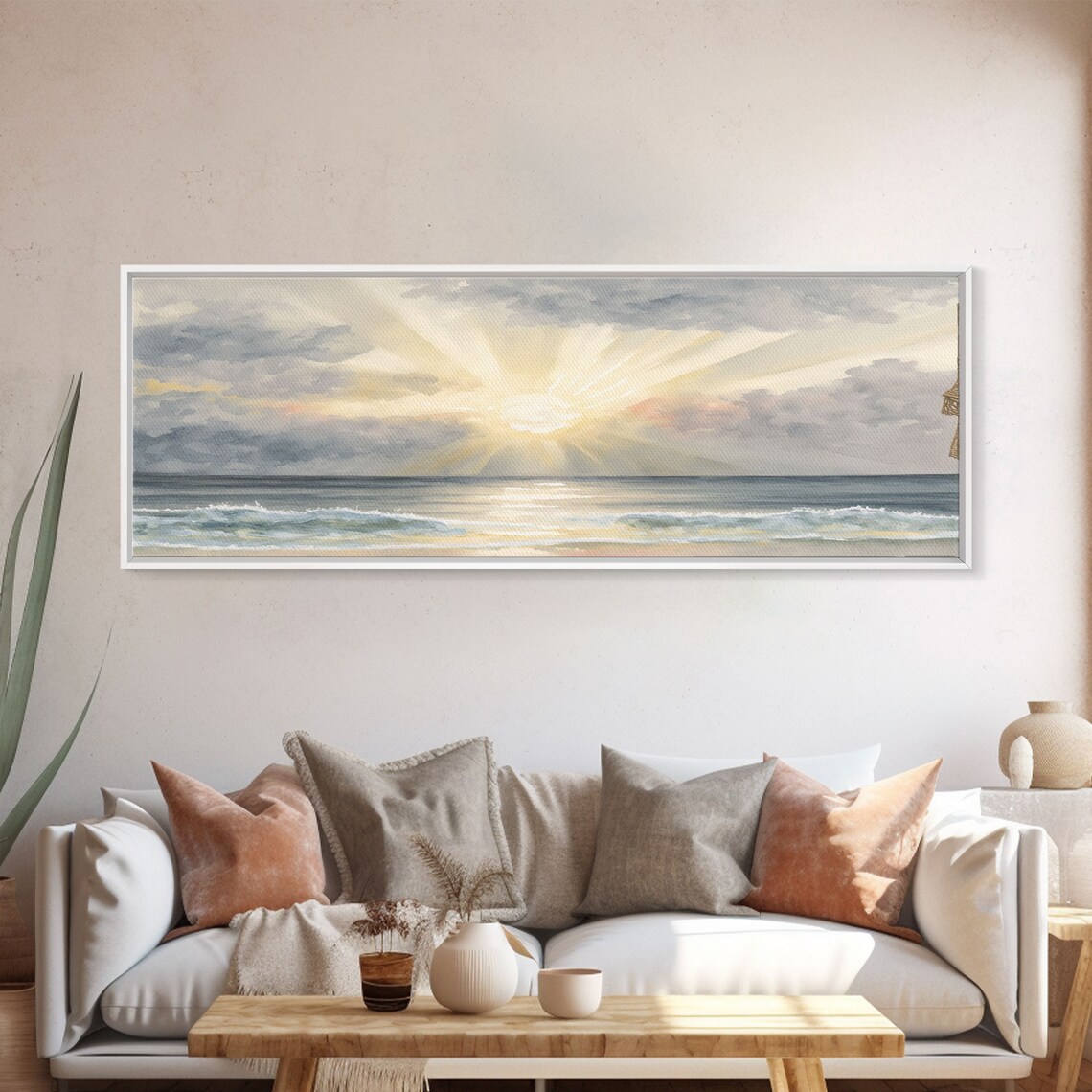 Sandy Beach Ocean Print, Abstract Coastal Seascape - Image 4