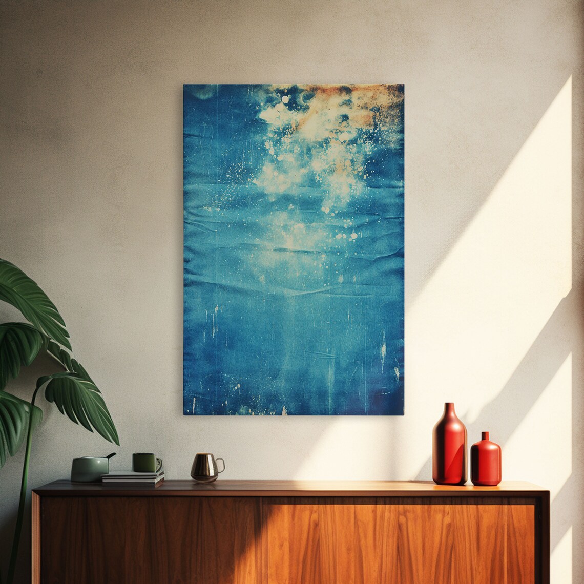 Denim Tie-Dye Texture Art Print, Boho Minimalist - Image 4