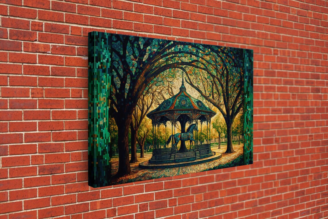 Vintage Carousel Stained Glass Style Art Print - Image 3