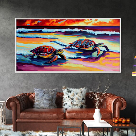 Sea Turtle Framed Print Painting Watercolor Painting Sea Turtle Print Sea Turtle Wall Art Beach Decor Print Green Sea Turtle