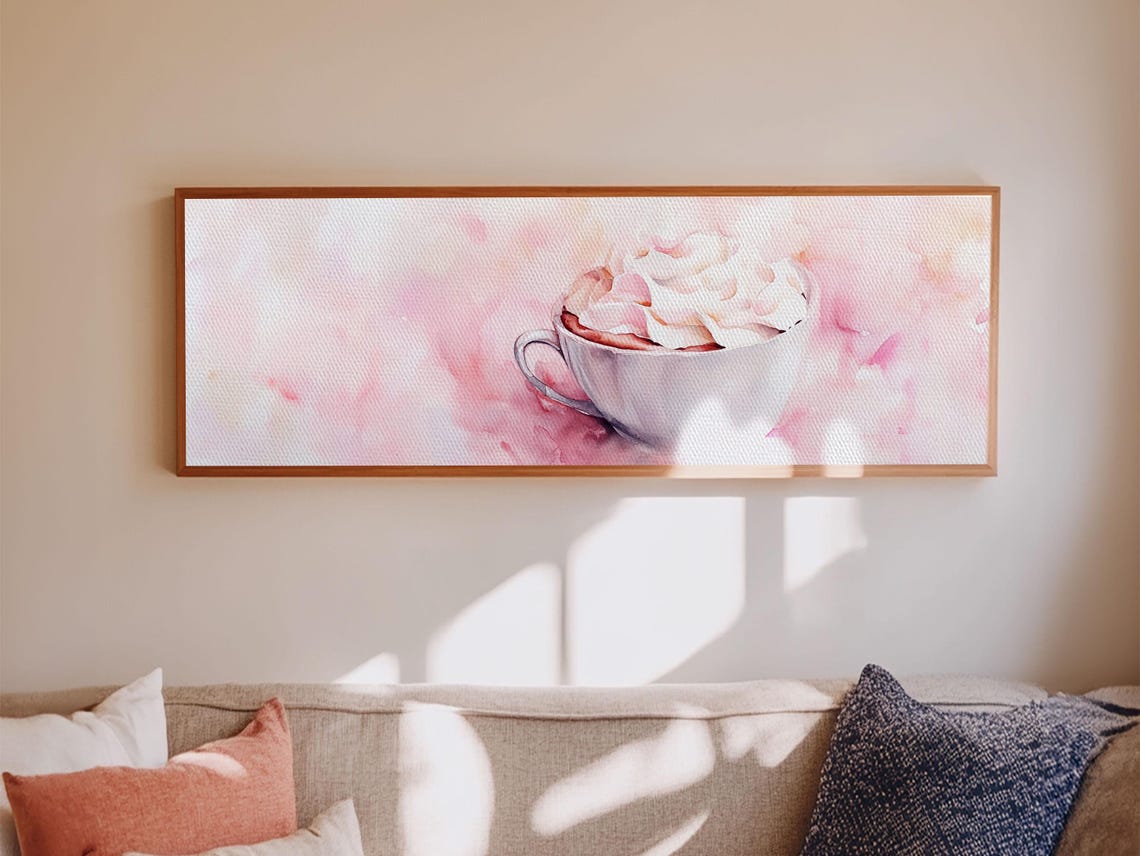 Whipped Cream Coffee Framed Print Light Pink Wall Art Cottagecore Kitchen Art Coffee Wall Decor Whimsical Art Gift Idea - Image 6