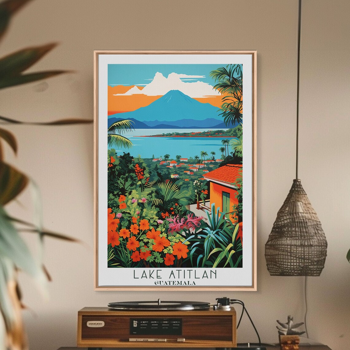 Lake Atitlan Guatemala Volcano Tropical Garden Lakeview Travel Poster - Image 5