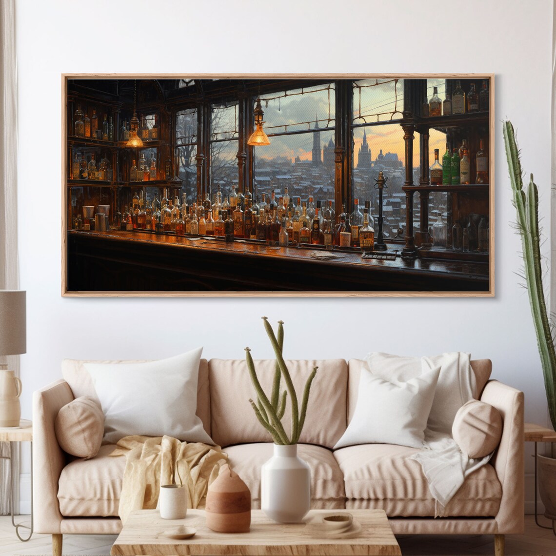 Vintage Western Bar Overlooking City, Art Print - Image 3