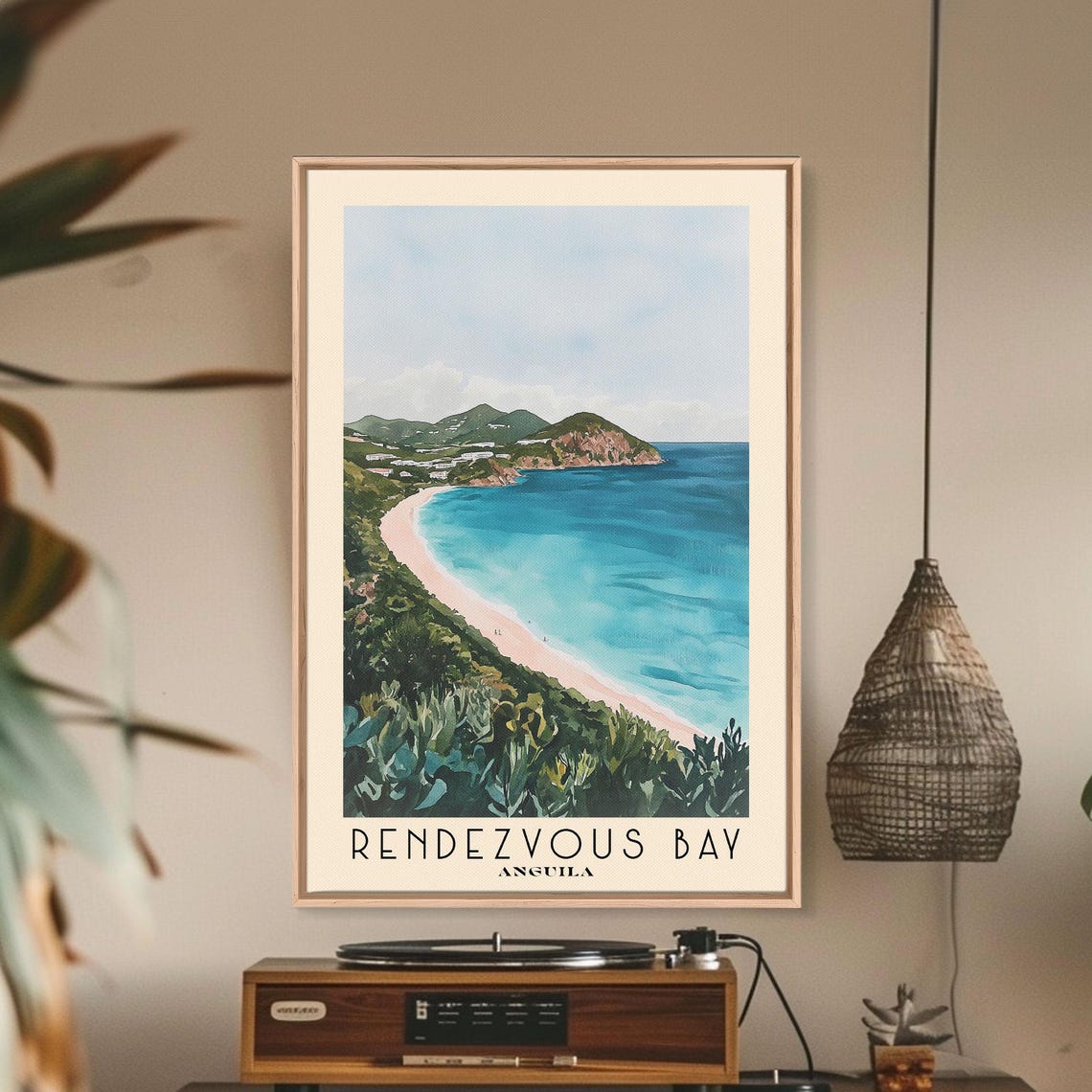 Rendezvous Bay Anguilla Crescent Beach Aerial View Travel Poster - Image 3