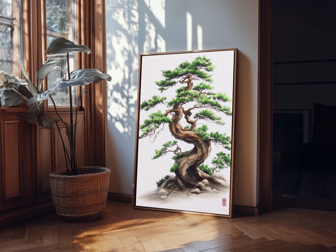 Wabi Sabi Bonzai Tree Watercolor Painting Print Minimalist Home Decor Muted Statement Piece Subdued Wall Art - Image 2
