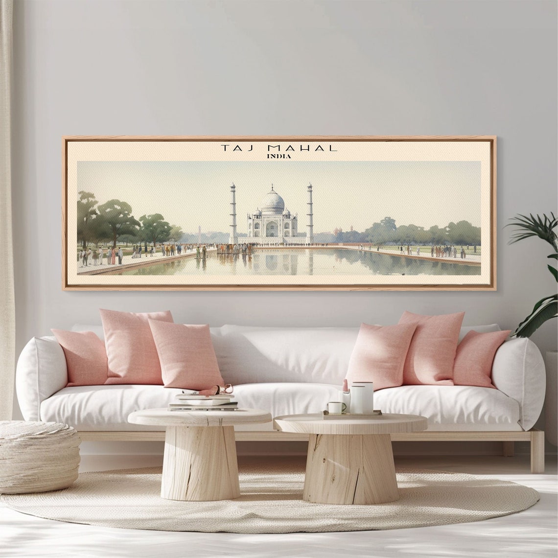 Taj Mahal India Marble Mausoleum Reflecting Pool Panoramic Poster - Image 2