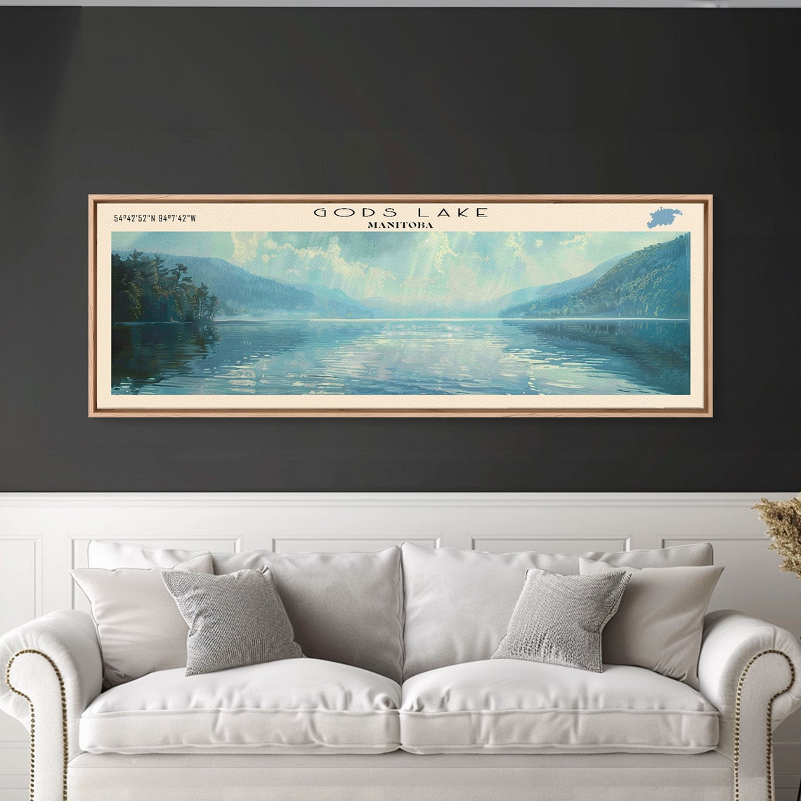 Gods Lake Framed Print Lake House Decor Panoramic Wall Art Travel Poster Scenic Lake Painting Nature Art - Image 5