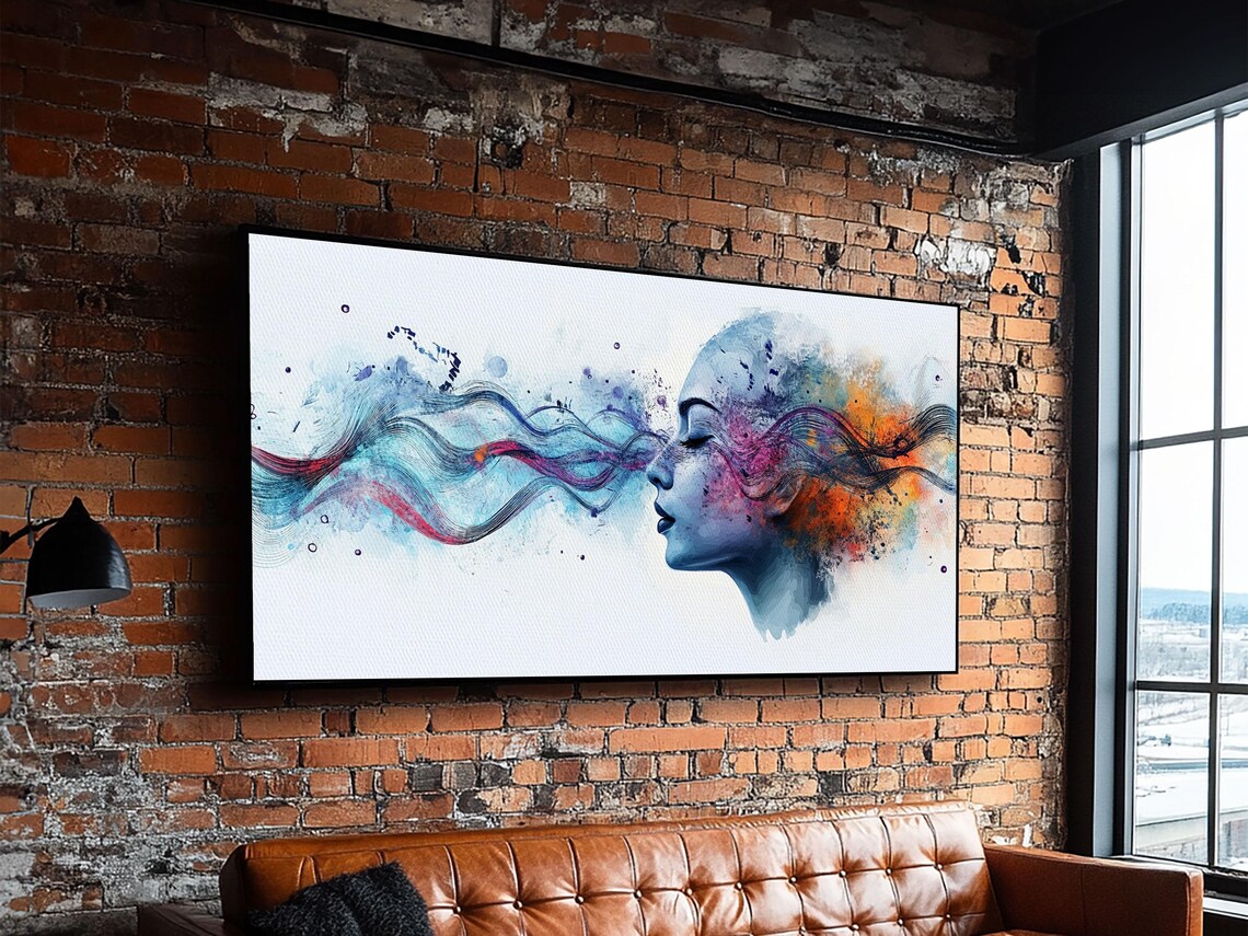 Woman Profile Colorful Flowing Hair Abstract Watercolor Art Poster - Image 3