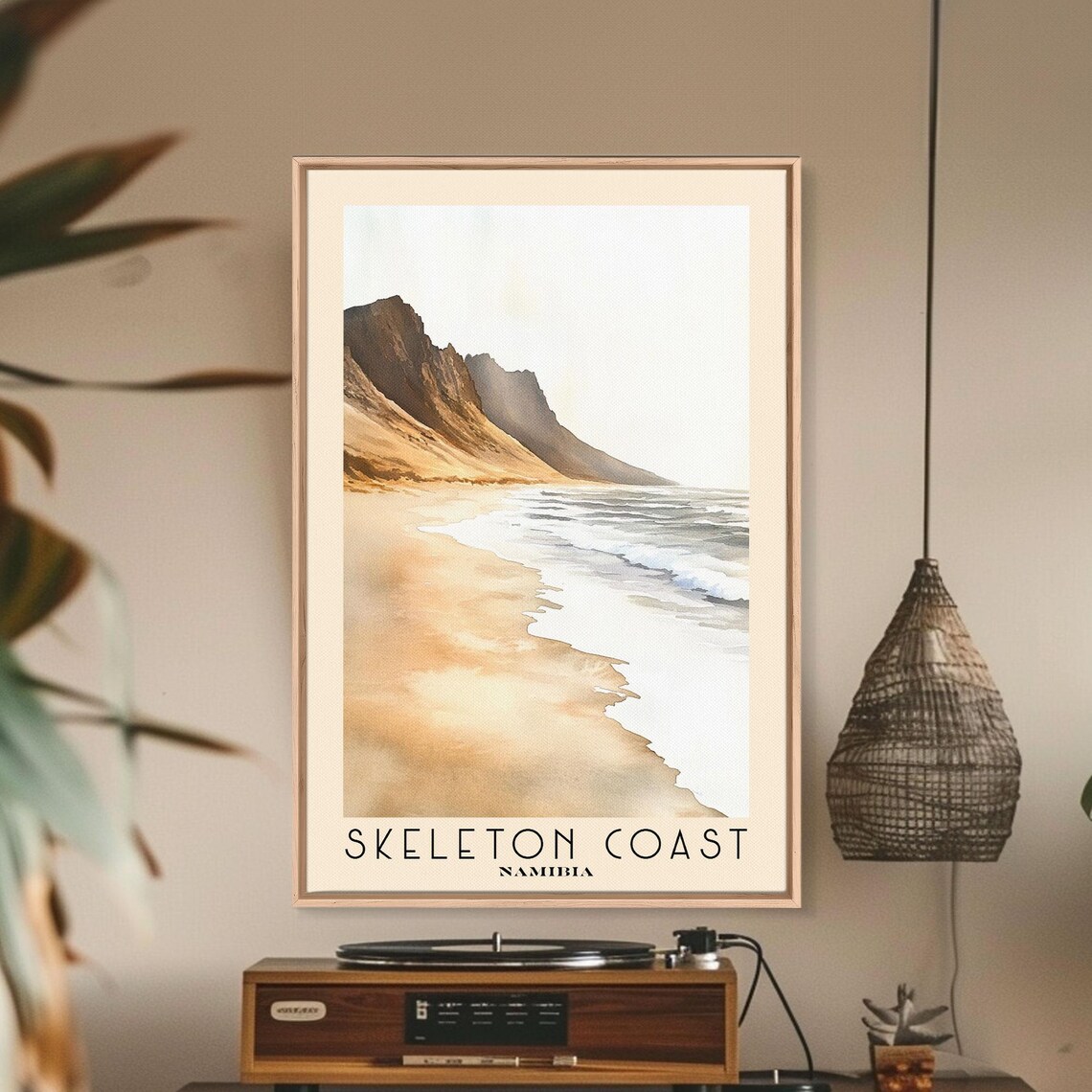 Skeleton Coast Namibia Golden Dunes Misty Surf Minimalist Shore Travel Poster - Image 3