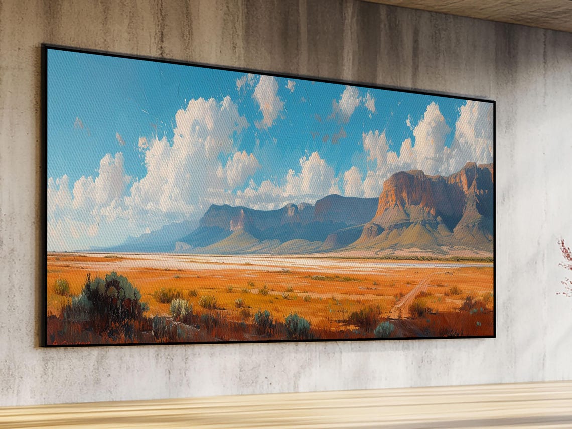 Desert Mesa Golden Prairie Panoramic Landscape Painting Wall Poster - Image 2