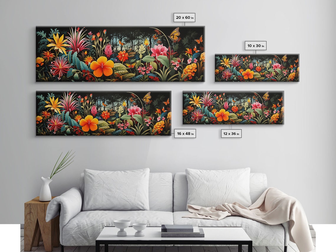 Beautiful Tropical Print The Jungle Framed Print Panoramic Art Extra Wide Wall Decor Living Room Decor - Image 2
