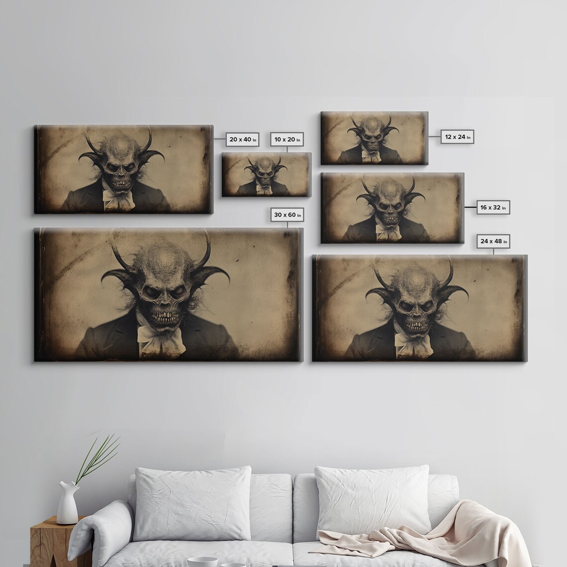 Demon Of 81st Street Skeletal Horned Suit Vintage Creepy Horror Wall Poster - Image 2