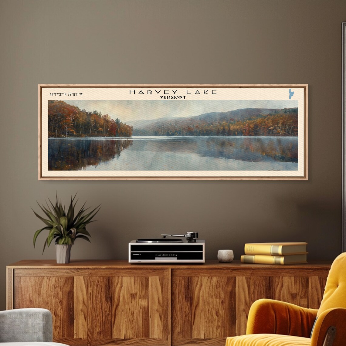 Harvey Lake Vermont Autumn Forest Calm Reflection Travel Poster - Image 5