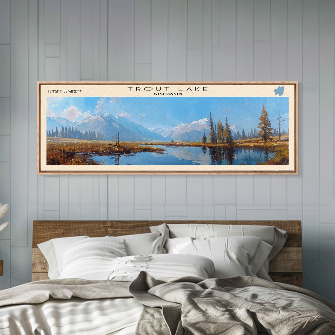 Trout Lake Wisconsin Panoramic Snow Mountains Autumn Marsh Poster - Image 3