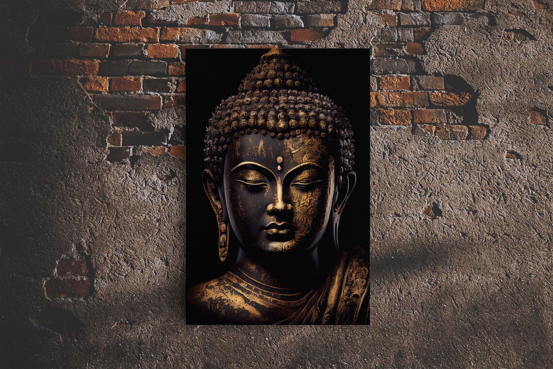 Gold And Black Buddha Zen Center Yoga Wall Art Print