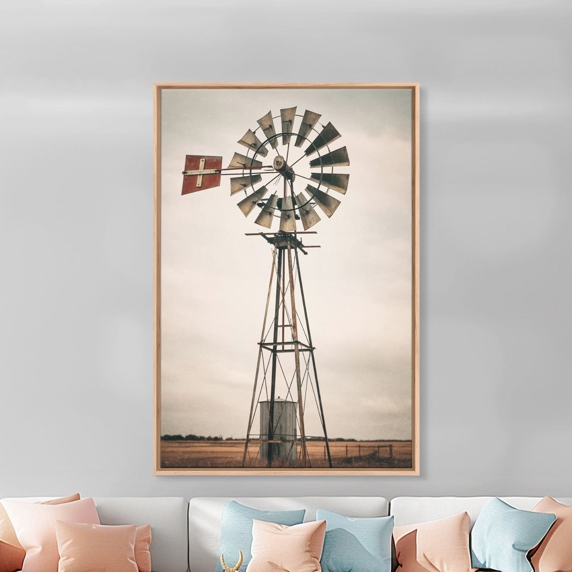 Rustic Farmhouse Home Decor Windmill Photography Photo Print Art Rustic Industrial Farmhouse Wall Art Picture Country Landscape Picture