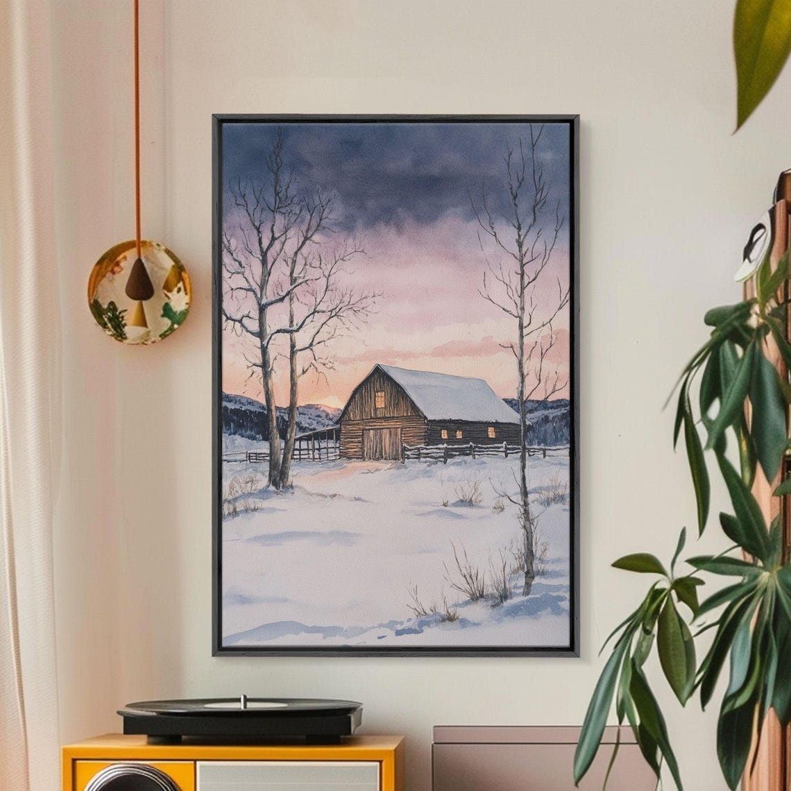 Rustic Wooden Barn In Winter Snow At Dusk Farm Landscape Poster - Image 5