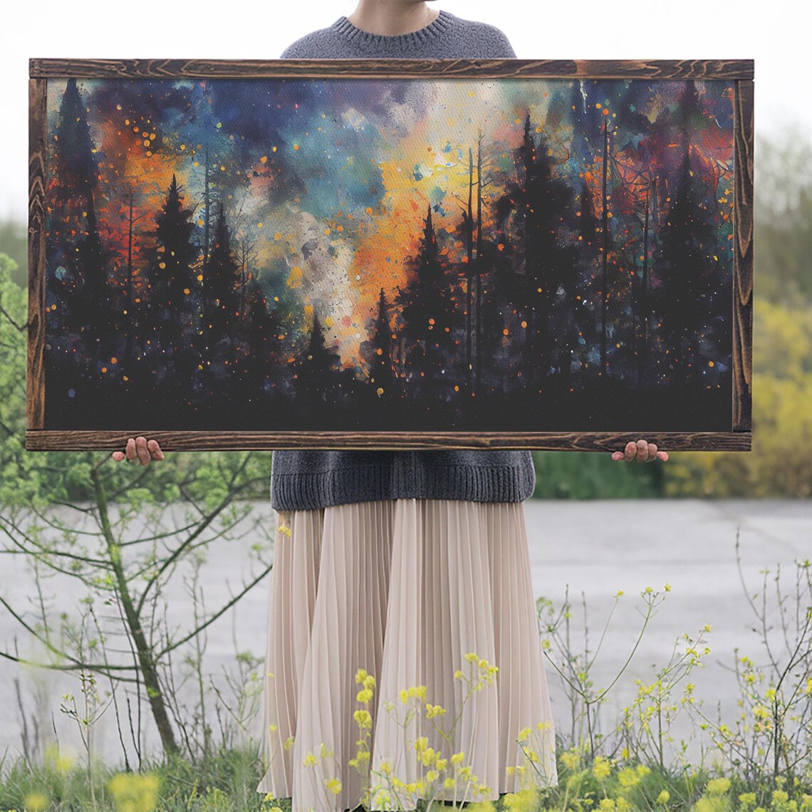 Forest Fire Abstract Forest Landscape Art Print - Image 2