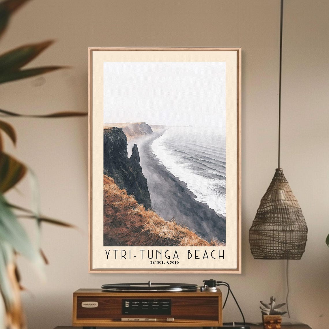 Ytri Tunga Beach Iceland Black Sand Cliffs Misty Coast Poster - Image 3