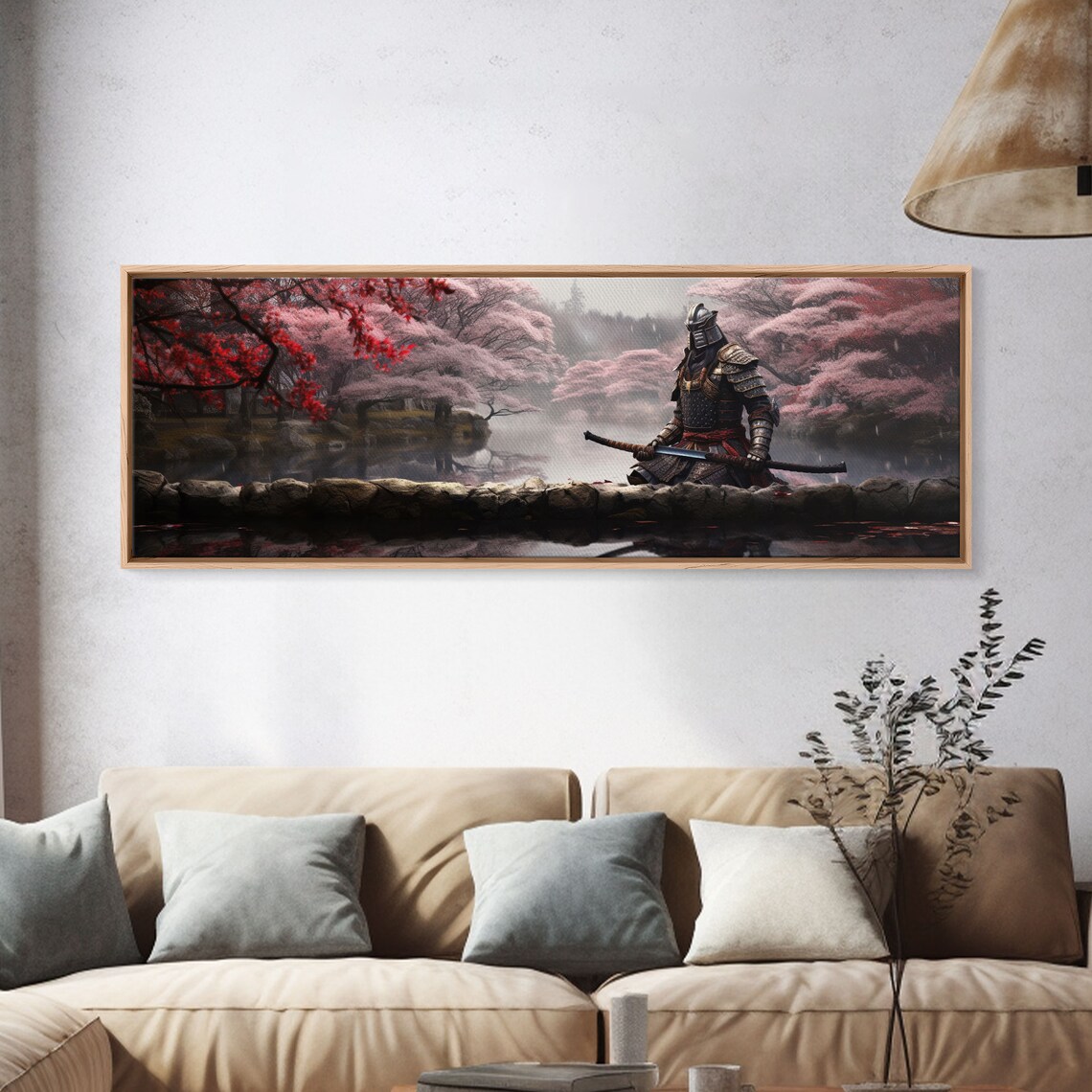 Samurai Among Cherry Blossoms, Watercolor Art Print - Image 4