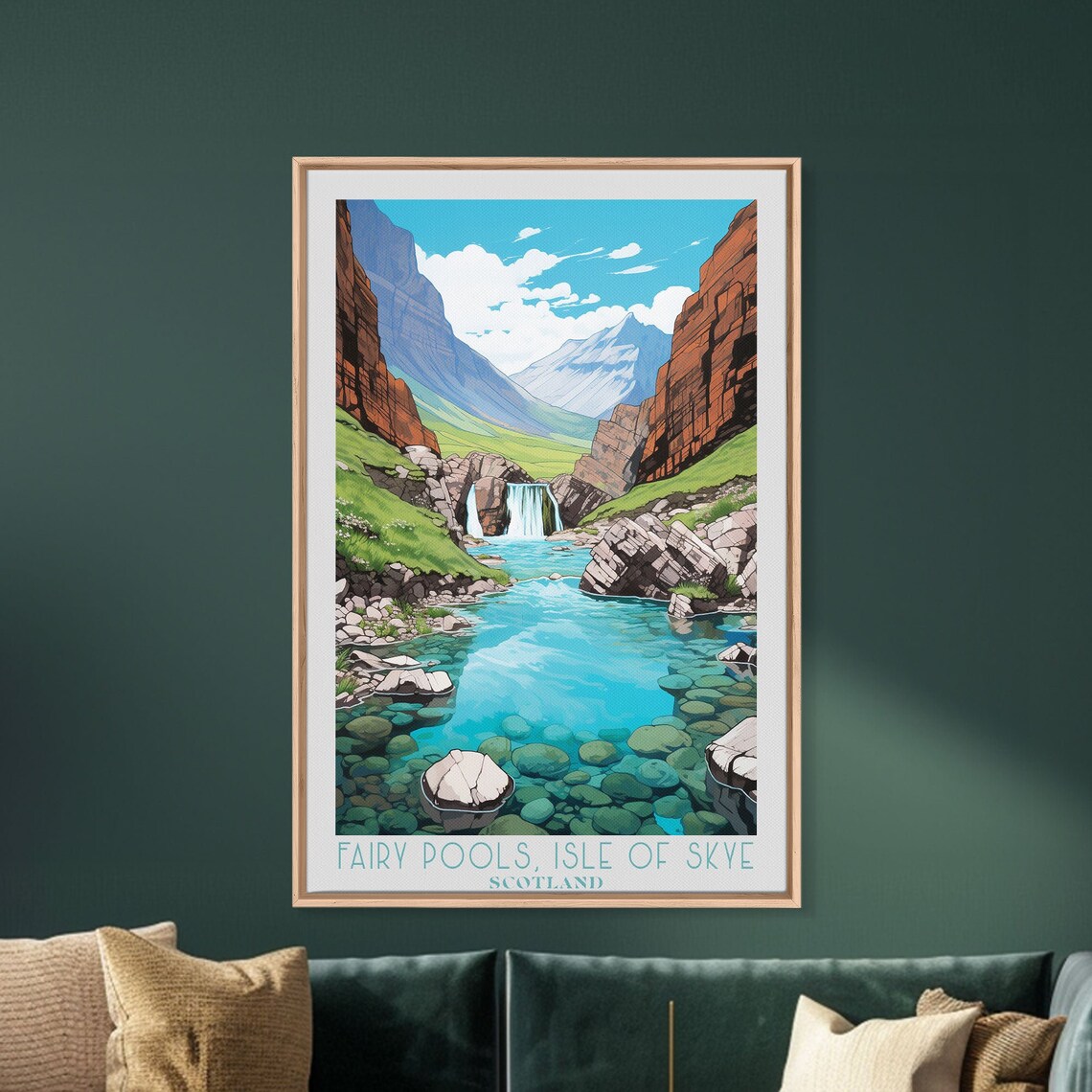 Fairy Pools Isle of Skye Scotland Turquoise Pool Waterfall Cliffs Travel Poster - Image 2