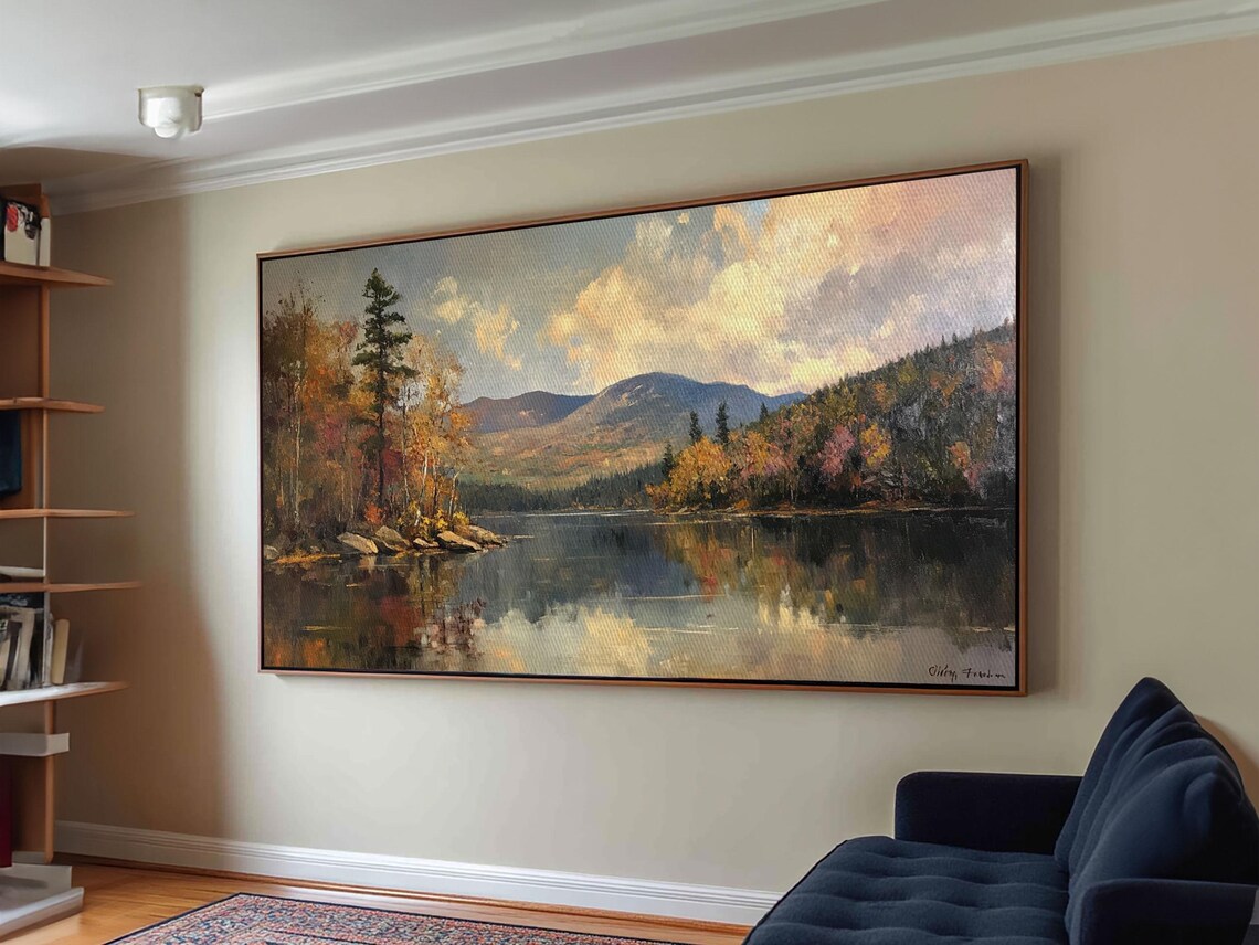 Mountains With Lake, French Oil Painting Art Print