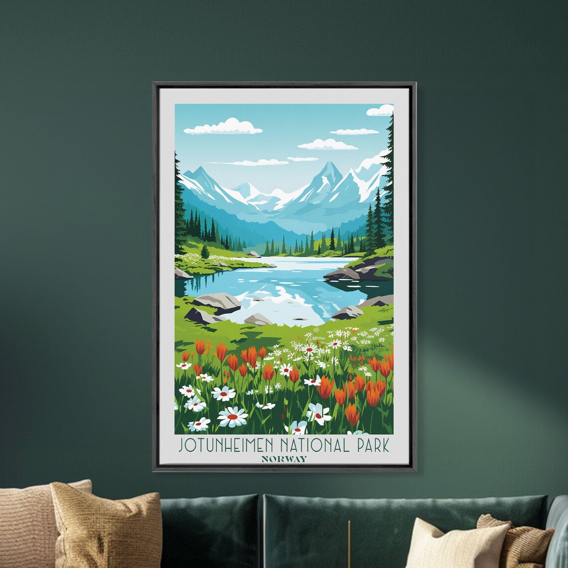 Jotunheimen National Park Norway Alpine Lake Wildflowers Travel Poster - Image 4