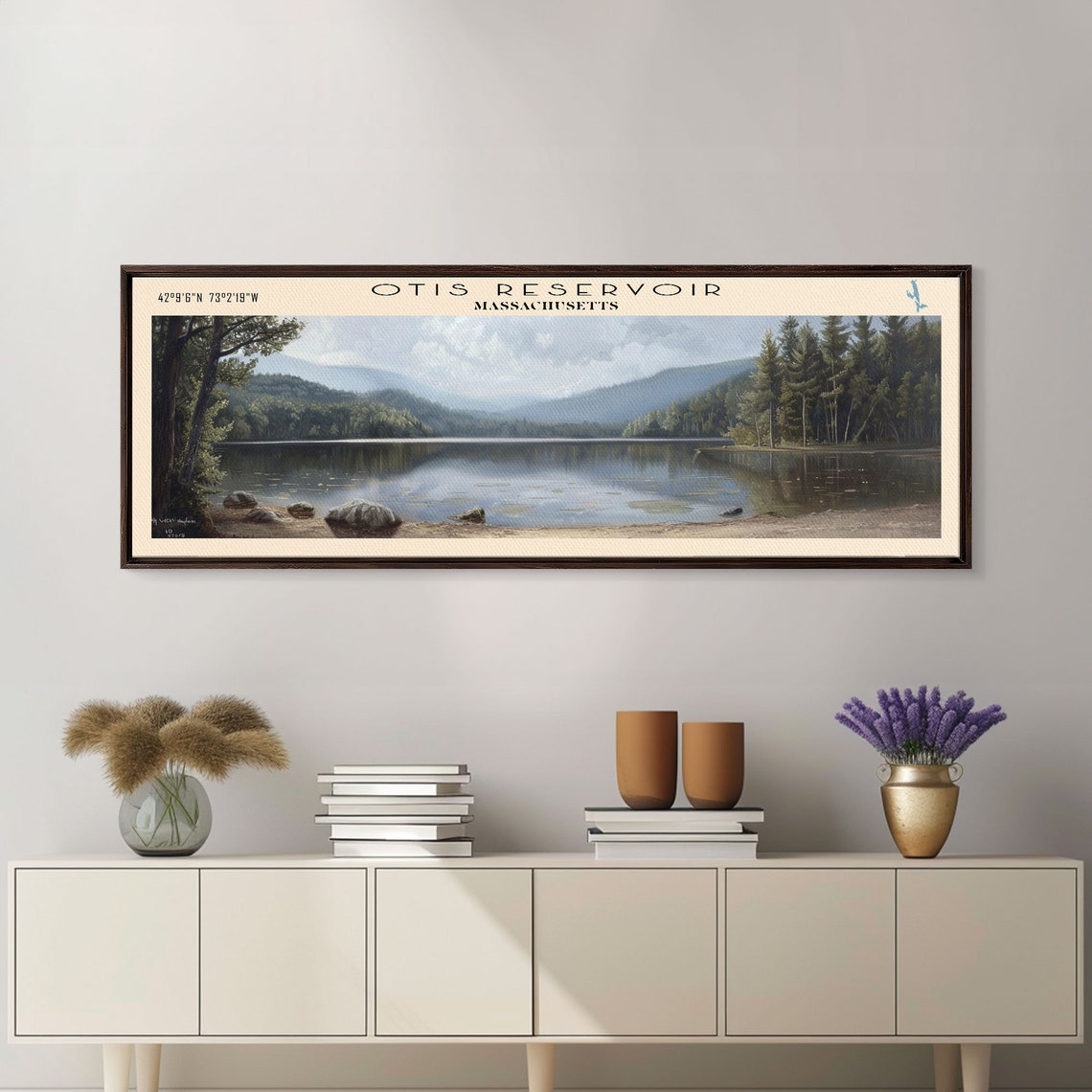 Otis Reservoir Massachusetts Calm Forest Mirror Water Shoreline Poster - Image 4