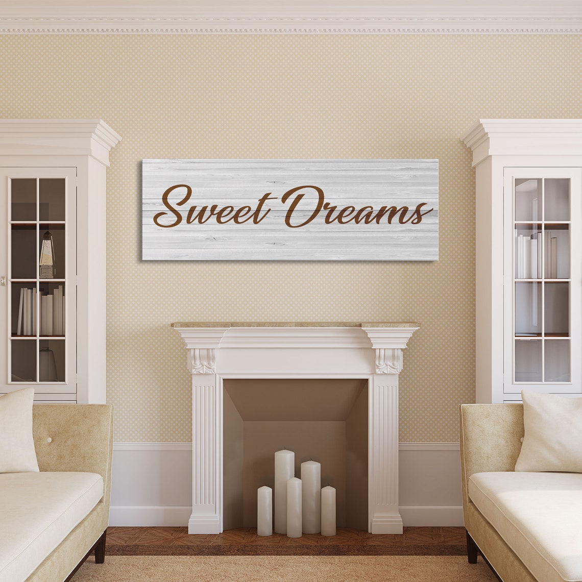 Sweet Dreams Brown Script Whitewashed Wood Bedroom Sign Wall Poster - Image 6