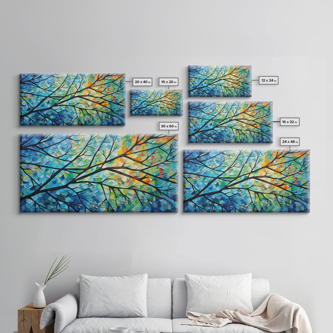 Mosaic Tree Branches Colorful Leaves Stained Glass Style Poster - Image 2