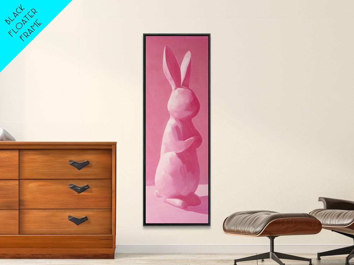 Monochrome Pink Abstract Bunny Rabbit Modern Animal Art Poster - Image 5