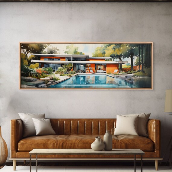 Midcentury Modern Architecture Art Print, Retro MCM