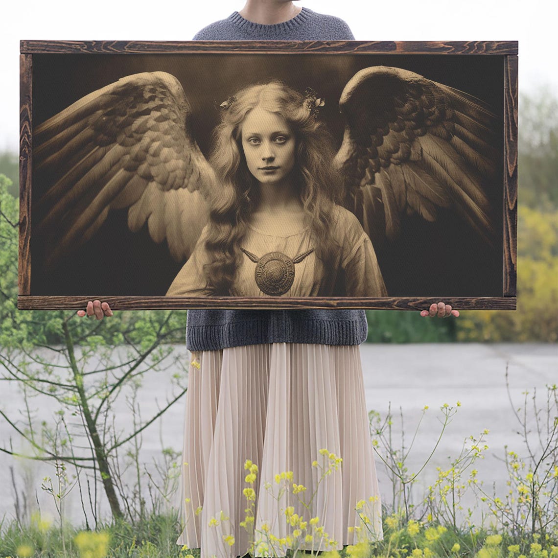 Tintype Photo Of An Angel Angel Art Angel Painting Framed Print Guardian Angel Angel Art Print Angel Wings Religious Art - Image 2