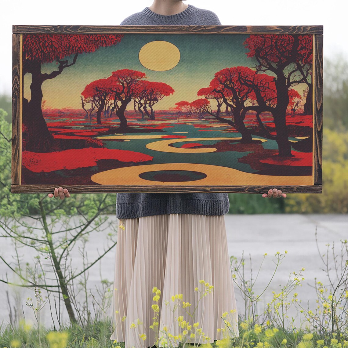 Psychedelic Cherry Blossom Trees Art Print - Image 2
