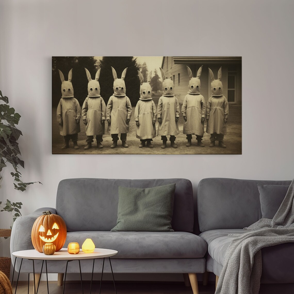Cult Of The Bunny Creepy Halloween Tintype Art Print - Image 3
